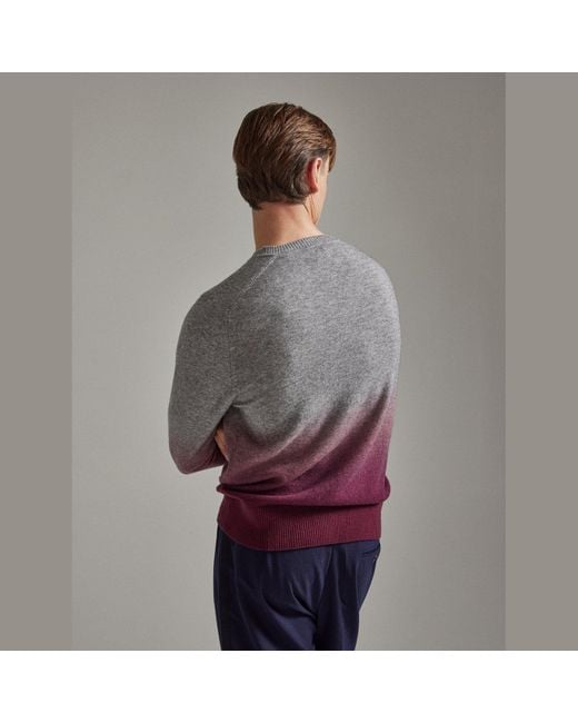 Salts Cashmere Multicolor Ombre Split Crew Neck Sweater