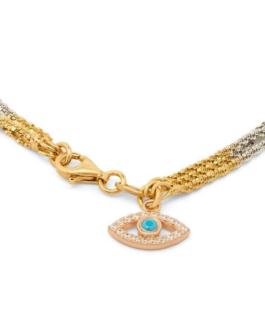 Kaizarin Metallic Rose Triple, And Rose Bracelet With Evil Eye Charm Drop