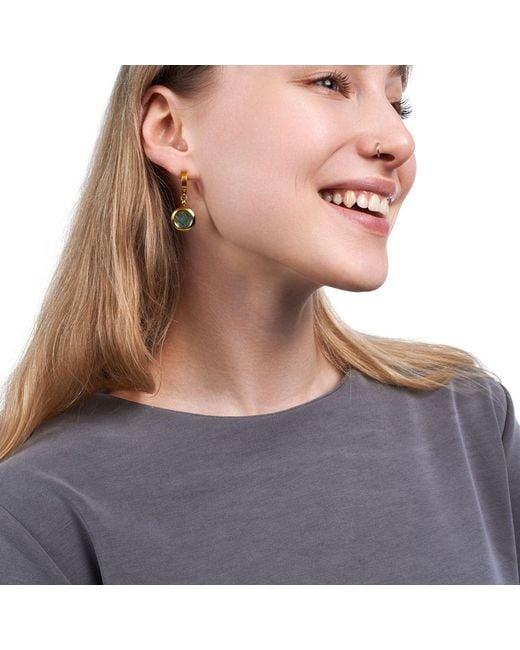 My Little Nature White Plated Drop Earrings With Pine Needless