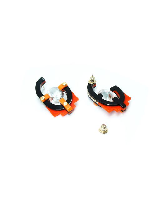 Gissa Bicalho Multicolor Handmade Acrylic Earring With Oval Cut Stone