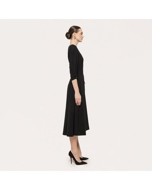 Nissa Black Button-Detail Midi Dress