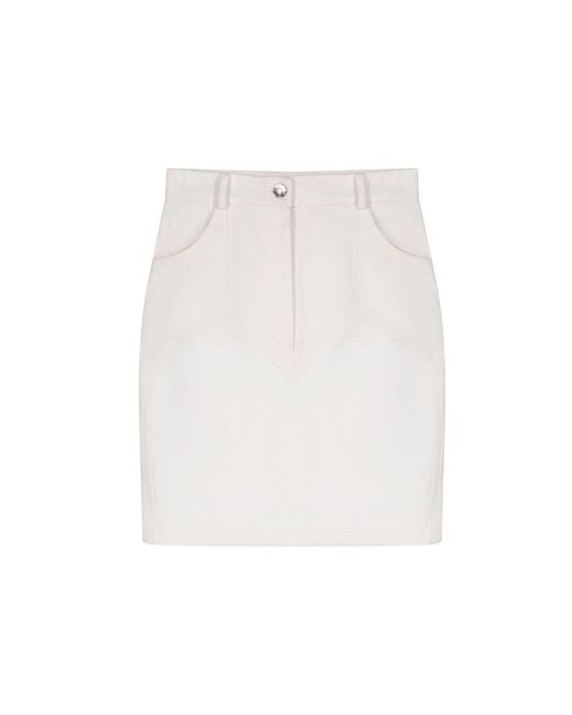 Úchè White Denim Heart Skirt