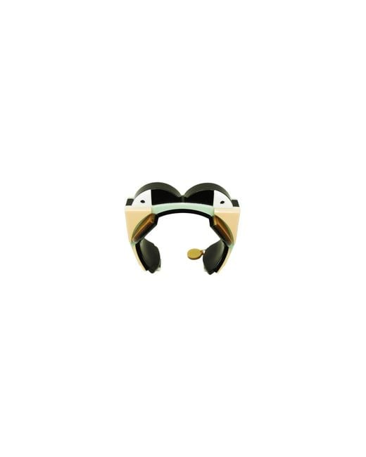 Gissa Bicalho Black Handmade Acrylic Bracelet Toucans Pale