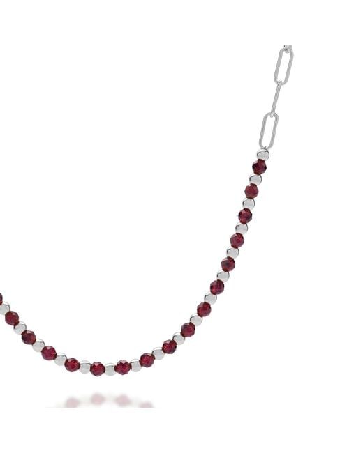 Nellou Jewellery Metallic Garnet Gem Shine Necklace Sterling