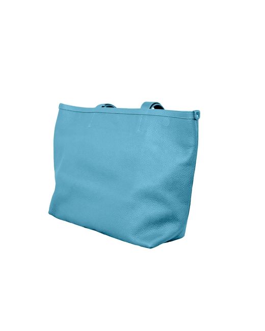 godi. Blue The Eva Handmade Leather Tote Bag
