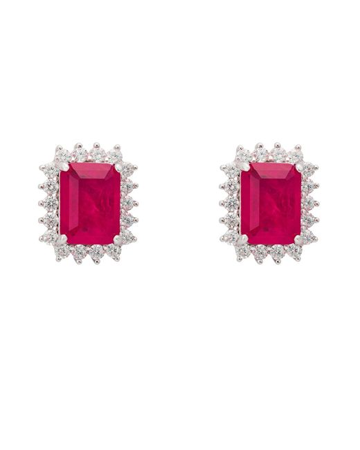 Latelita London Elena Gemstone Stud Earrings Pink Tourmaline Silver