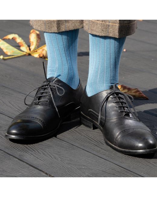 Peper Harow - Made in England Blue Three Pack Essential Socks for men