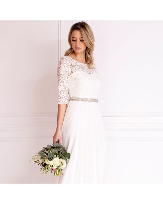 Alie Street London White Opal Silk And Lace Wedding Gown