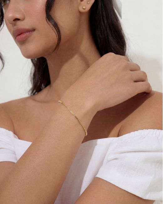 Elk & Bloom White Tiny 14K Keel Chain Link Bracelet