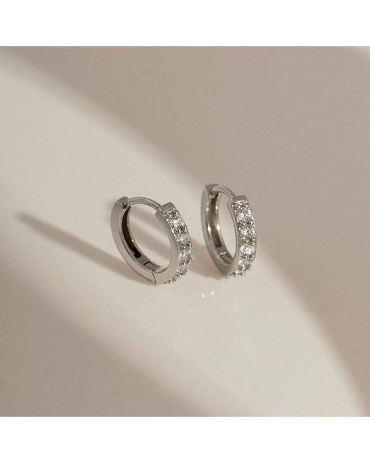 Diamonbliss Metallic Pave Hoop Earrings, Eleven Millimeter, Platinum