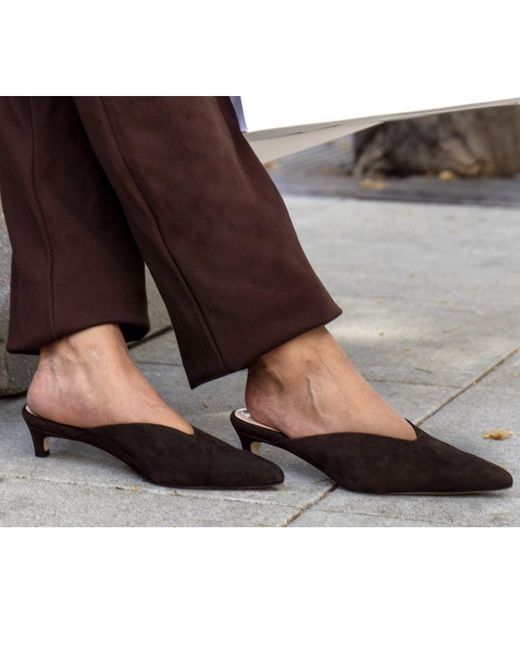Beautiisoles by Robyn Shreiber Made in Italy Brown Gal Suede Mule Comfortable Dressy & Elegant For Work & Evening