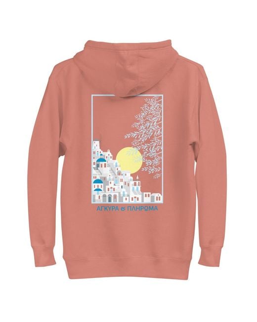 Anchor and Crew Pink Cocktail Santorini Landmark Cotton Blend Hoodie