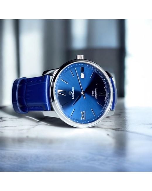 Lonard Watches Blue Dressy Soleil Sellita Sw Automatic Movement Swiss Exposed Case Back for men