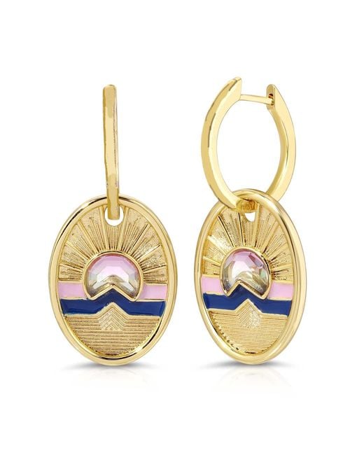 Glamrocks Jewelry Metallic Tequila Sunrise Charm Hoop Earrings- Twilight