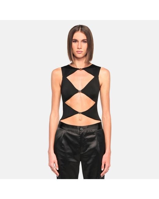OW Collection Black Chiara Cut Out Sleeveless Top