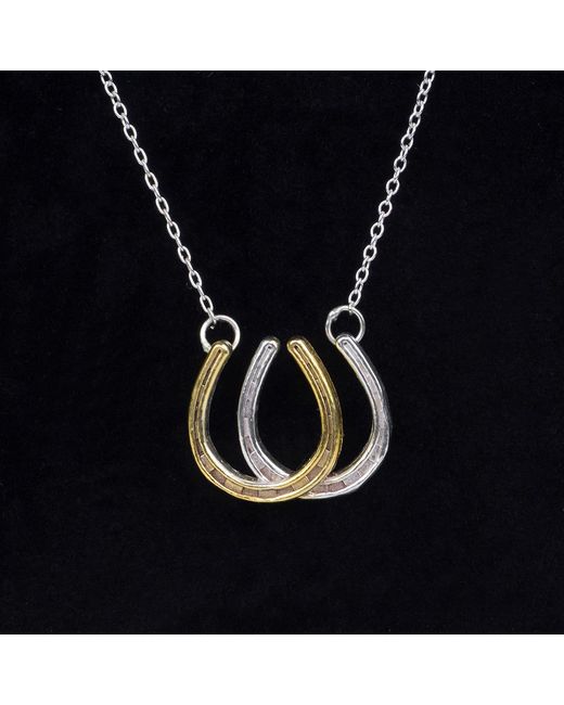 Simon Kemp Jewellers Metallic Double Horseshoe Pendant Eighteen Carat On Solid Sterling