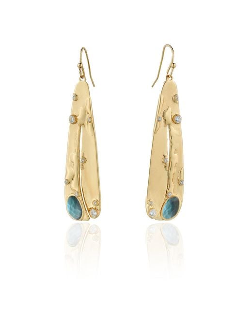 Rare Matters Jewelry Metallic Organic Gemstone Petal Earrings