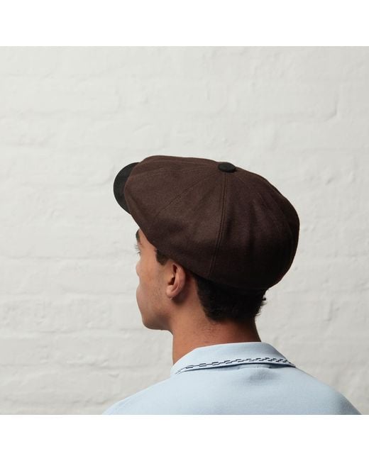 Dasmarca Hats Brown Eden Cocoa Wool Newsboy Bakerboy Peaky Cap With Leather Visor Peak for men