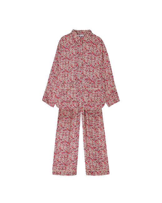 Lily and Lionel Evie Pyjama Set Aster Floral Printed Pink Red Multicoloured