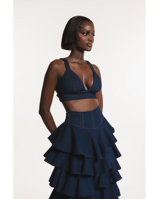 Ofuure Blue Azure Denim Bra Top