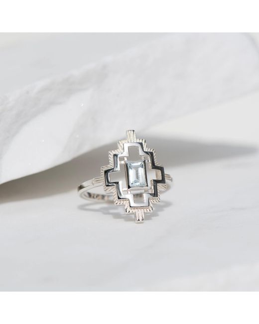 Zoe & Morgan White Munay Ring Aquamarine