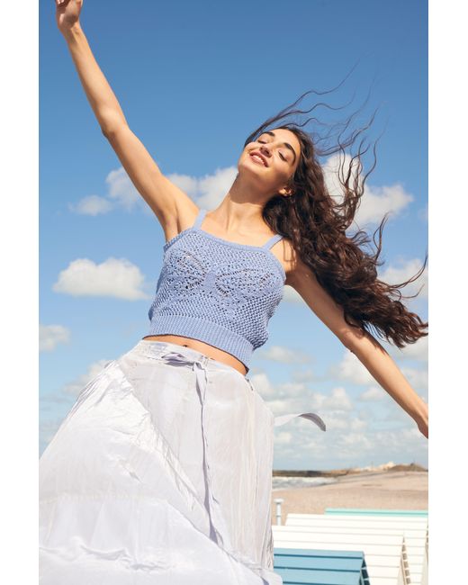 Gigi Knitwear Blue Butterfly Cotton Knit Tank Top