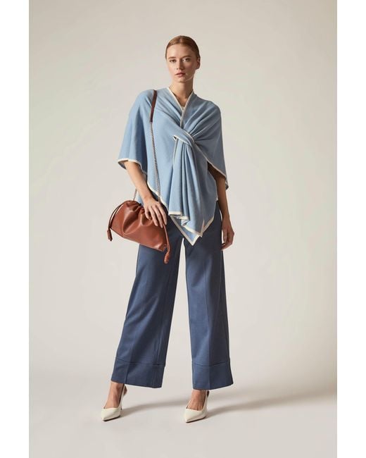 James Lakeland Blue Pale Front Knot Poncho