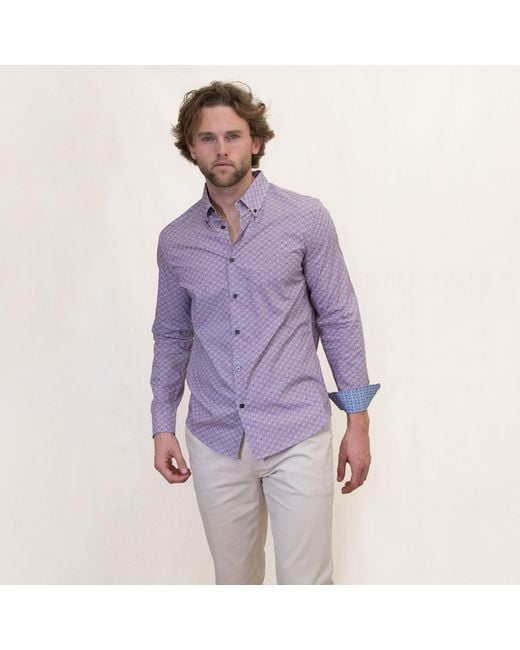 Lords of Harlech Purple Morris Rectangles Shirt for men