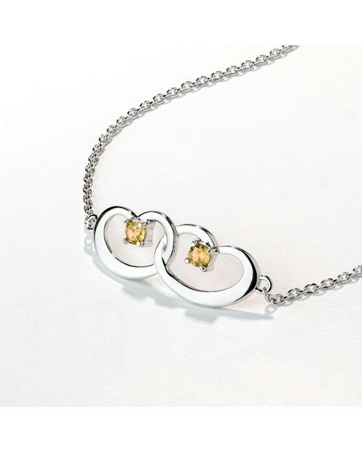 Belinda Jewelz Metallic Citrine Interlocked Hearts Bracelet