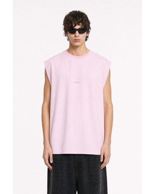 mysimplicated Pink Oversized Sleeveless Tee for men