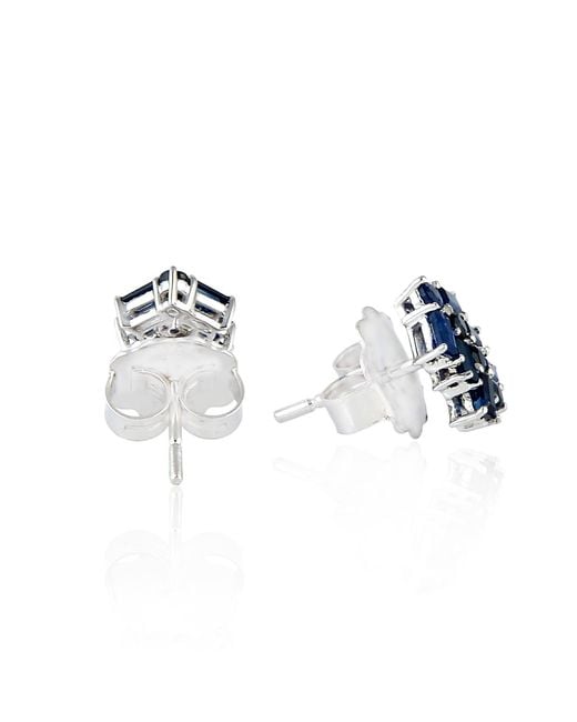 Artisan Blue Sapphire Stud Earrings