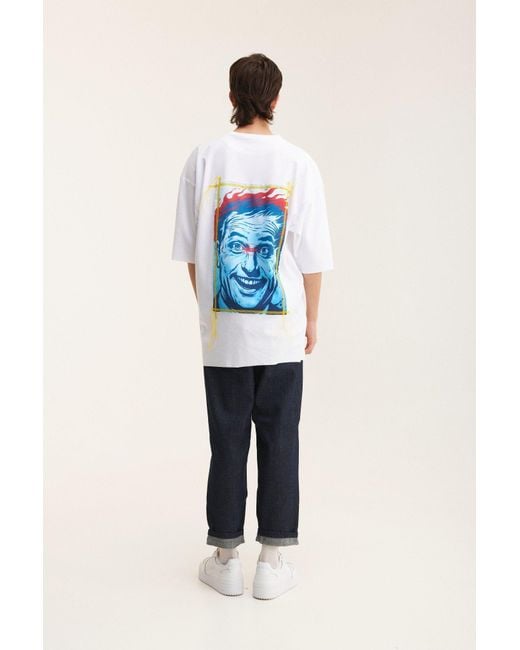 mysimplicated Blue Oversized T-Shirt With Face Print for men