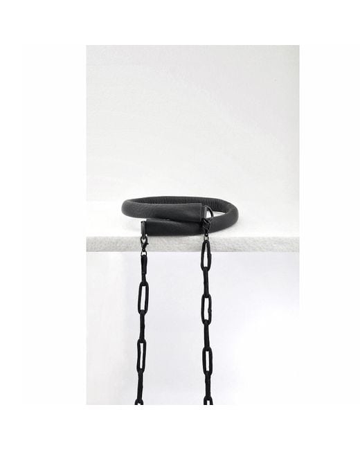 WAIWAI Black Choker With Leather Chain