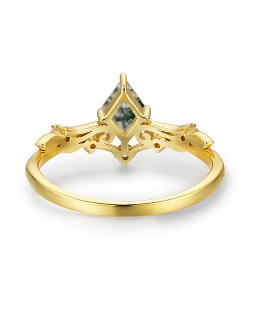 Azura Jewelry New York Metallic Victorian Lace Moss Agate Ring Vermeil