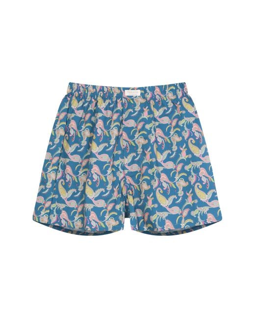 NoLoGo-chic Blue Paisley Print Boxers Boxer Short Cotton Deep Sea for men