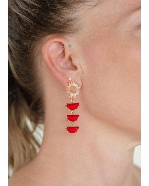 Adriana Pappas Designs Red Ruby Supernova Earrings