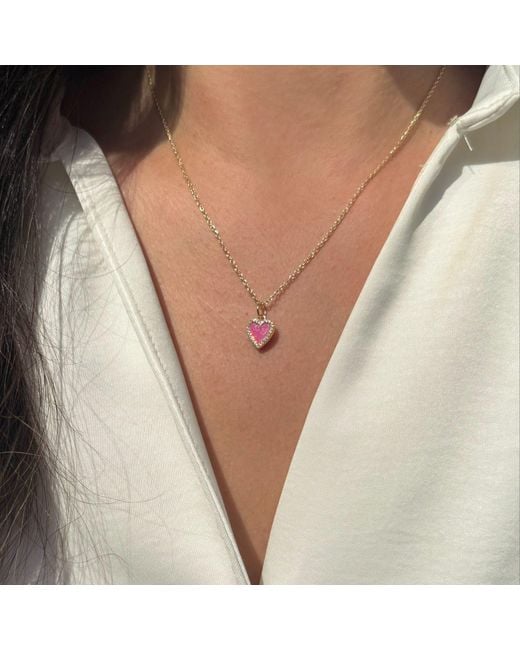 KAMARIA Metallic Mini Opal Heart Necklace With Crystals