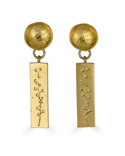 Loni Paul Jewelry Yellow Rectangle Floral Dangle Earrings