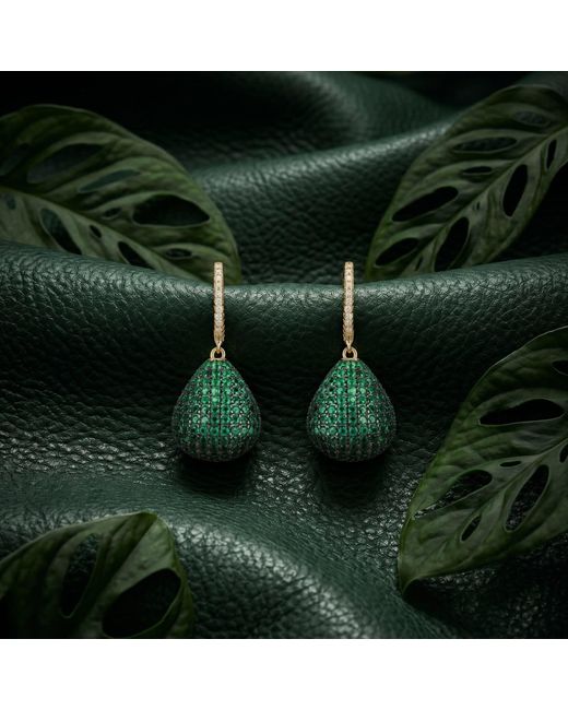 Latelita London Green Valerie Pear Drop Gemstone Earring Emerald