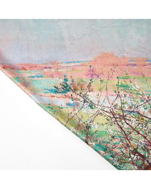 Soft Strokes Silk Green Neutrals Pure Silk Scarf Oil Painting Printemps Large