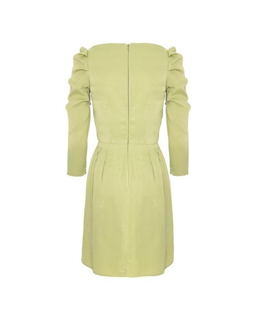 AVENUE No.29 Green Gathered Sleeve Viscose Midi Dress