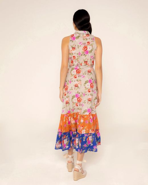 Niza Orange Long Dress With Ruffles Rosys