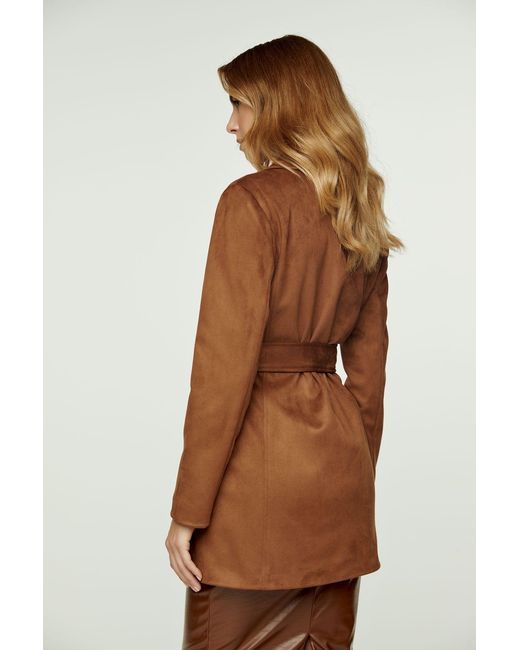 Conquista Brown Suede-Look Jacket With Belt