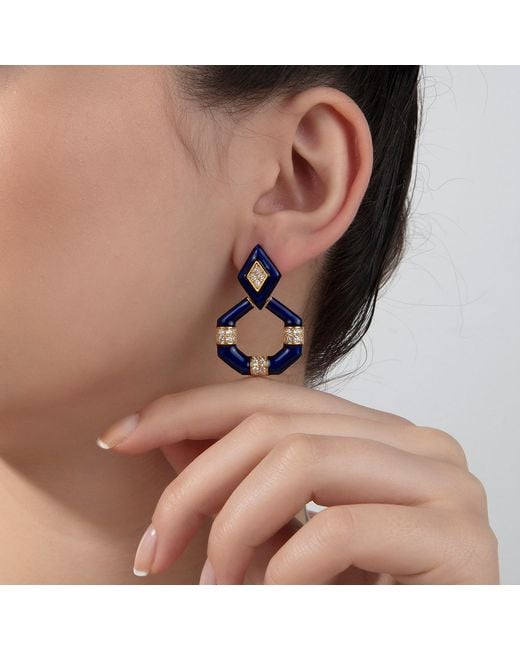 Milou Jewelry Blue Geometric Drop Earrings