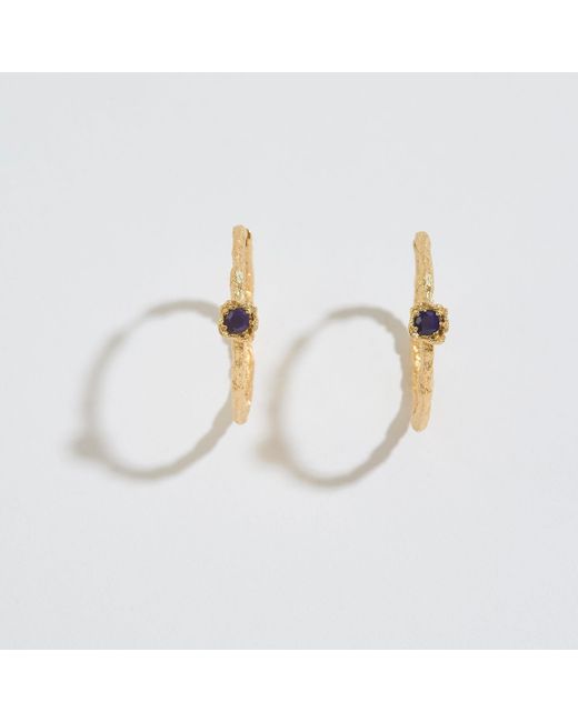 Claire Hill Designs Metallic Lapis Lazuli Lichen Branch Large Hoops