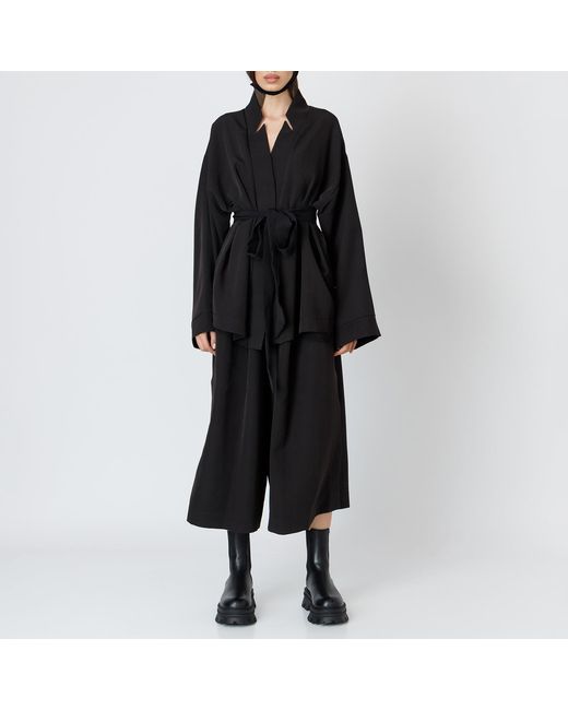 LIA ARAM Black Fluid Wrap Blazer