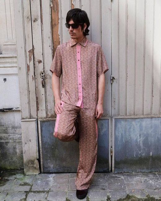 Monzlapur New York Brown Rose Paisley Motif Pant With Stripe