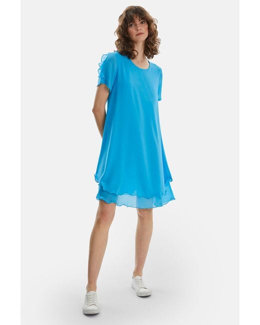 James Lakeland Blue Short Sleeve Wave Hem Dress