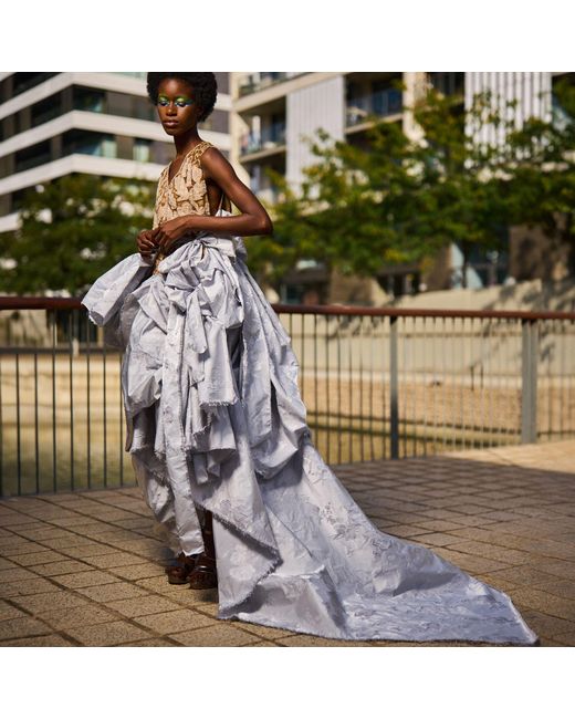 Miro Misljen Blue Draped Couture Dress