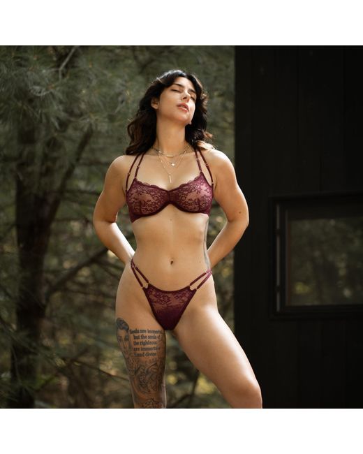 MONIQUE MORIN LINGERIE Brown Rush Bikini Ouvert Velvet